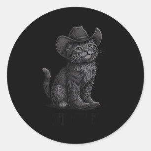 Cowboy Cat Kitty Up Vintage Western Cat  Classic Round Sticker