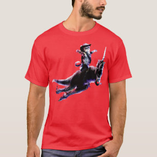 Cowboy Cat Riding Unicorn Dinosaur T-Shirt