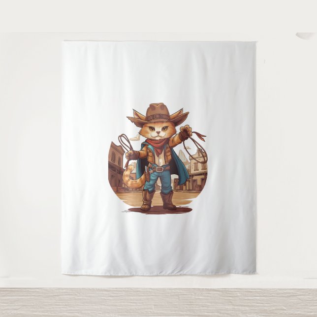 Cowboy Cat Tapestry (Front)