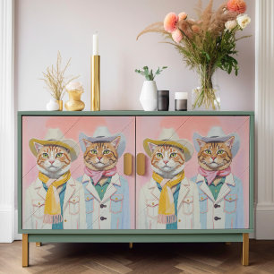 Cowboy Cats Wrapping Paper For Decoupage Collage