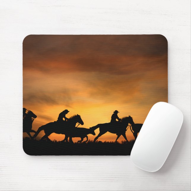 Cowboy Cattle Drive Country Western Mouse Pad (With Mouse)