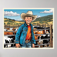 Cowboy Cattle Rancher Boy's Bedroom Graphic Art
