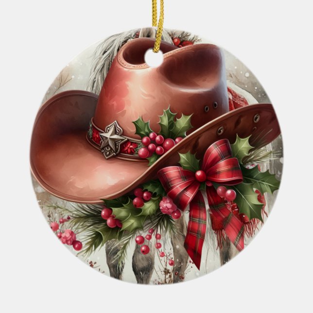 Cowboy  ceramic tree decoration (Front)