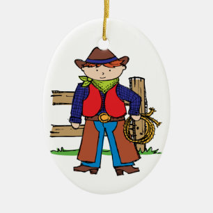 Cowboy Ceramic Tree Decoration