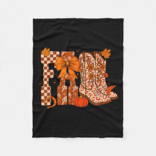 Cowboy Checkered Fall,fall Pumpkin,boots Cow Funny Fleece Blanket