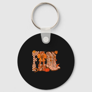 Cowboy Checkered Fall,fall Pumpkin,boots Cow Funny Key Ring