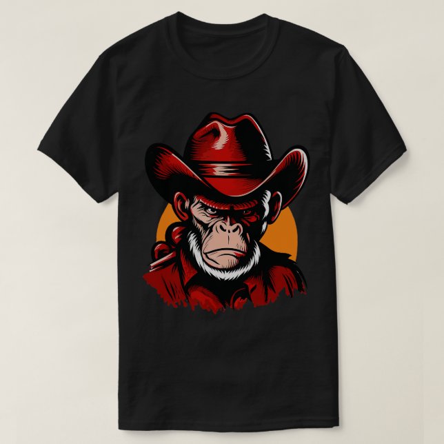 Cowboy chimp Vector illustration T-Shirt (Design Front)