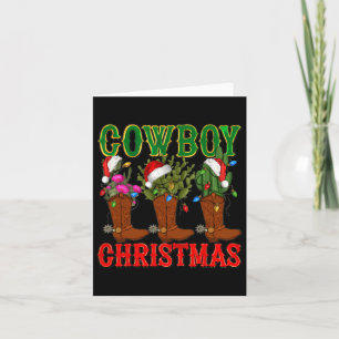 Cowboy Christmas Boots And Cactus Xmas Pjs Men Wom Card