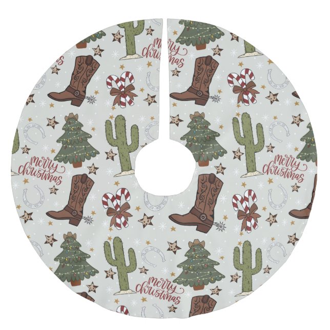 Cowboy Christmas Brushed Polyester Tree Skirt (Front)
