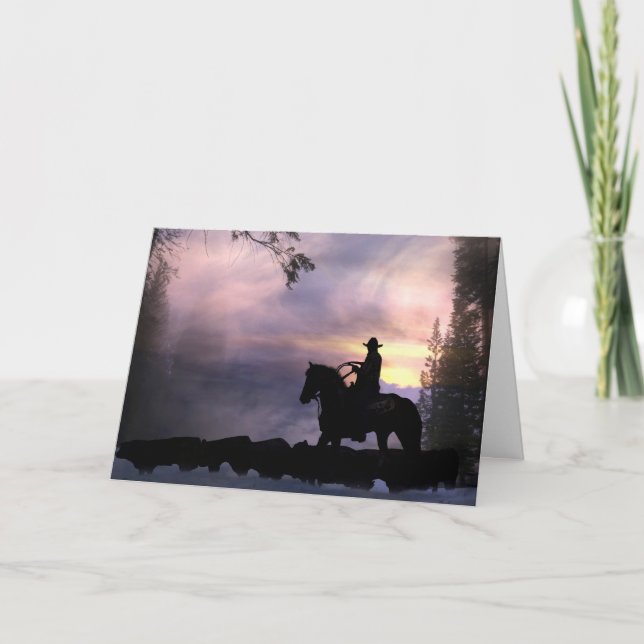 Cowboy Christmas Card From Across The Miles (Front)