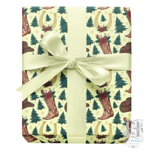 Cowboy Christmas Gift Wrapping Paper - Yellow