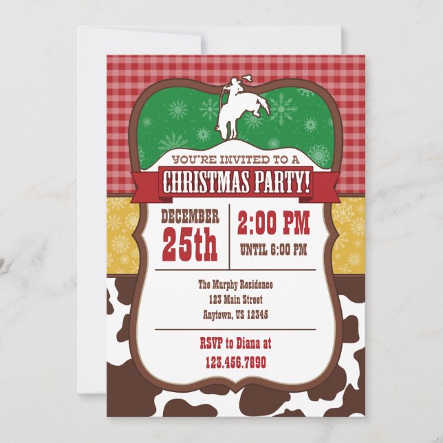 Cowboy Christmas Party Invitation (Front)