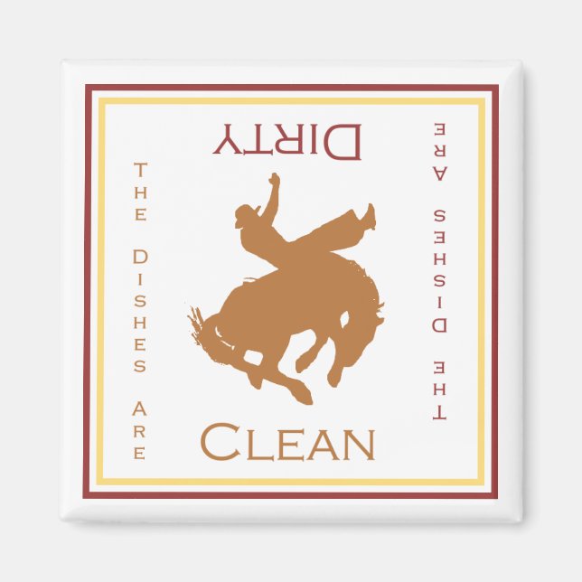Cowboy Clean or Dirty Dishwasher Magnet (Front)