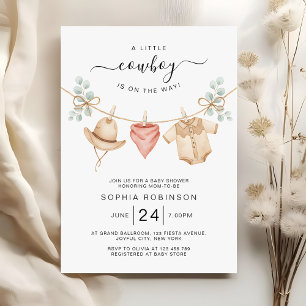 Cowboy Clothesline Wild West Boy Baby Shower Invitation