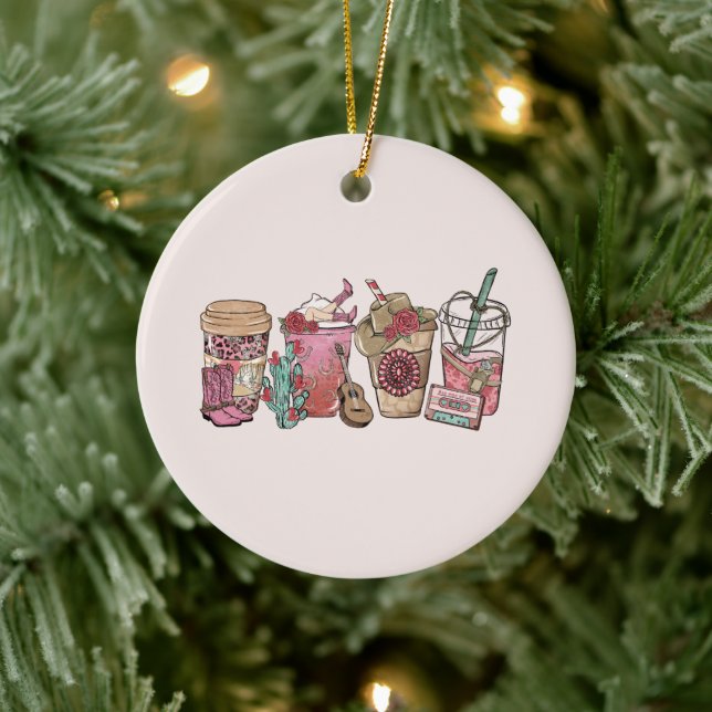 Cowboy Coffee Time Ceramic Tree Decoration (Tree)