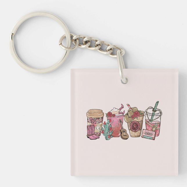 Cowboy Coffee Time Key Ring (Front)