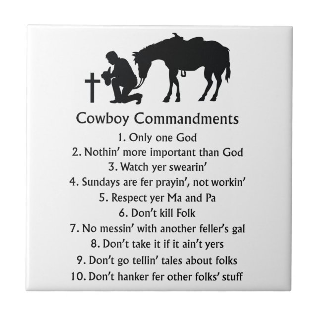 Cowboy Commandments Tile (Front)