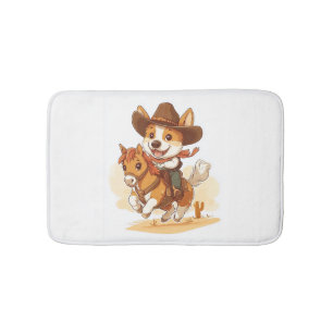 Cowboy Corgi � Western Rodeo Dog Bath Mat