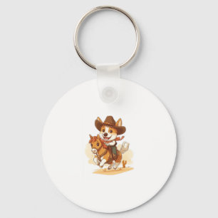Cowboy Corgi � Western Rodeo Dog Key Ring