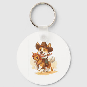 Cowboy Corgi � Western Rodeo Dog Key Ring
