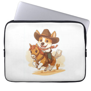 Cowboy Corgi � Western Rodeo Dog Laptop Sleeve