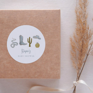 Cowboy Country Baby Shower Favour Classic Round Sticker