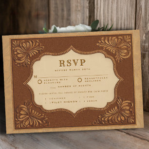 Cowboy Country Tooled Leather Meal Wedding RSVP