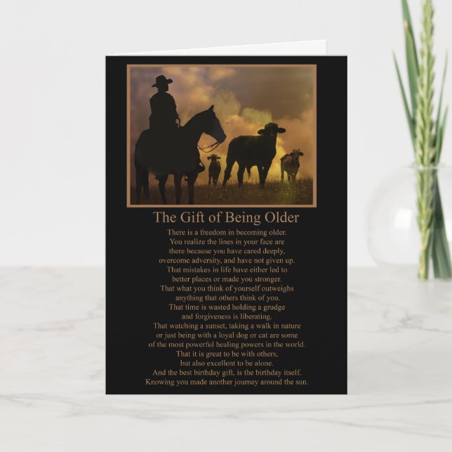 Cowboy Country Western  Birthday Getting Older Card (Front)