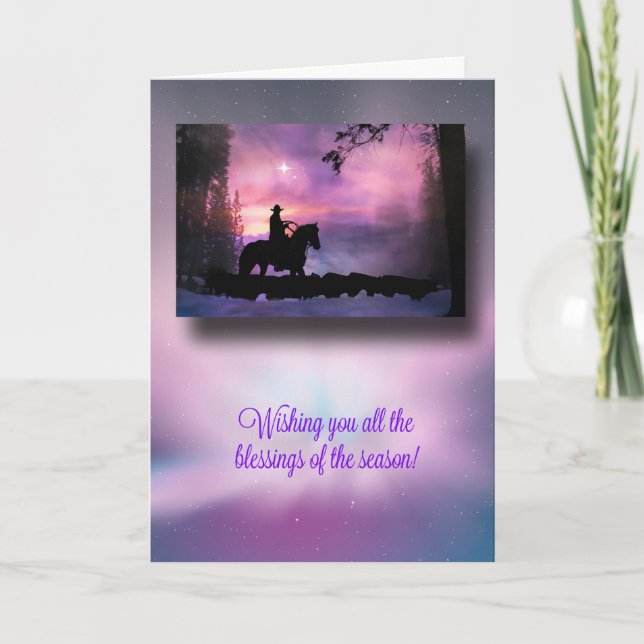 Cowboy Country Western Blessings Christmas Card (Front)