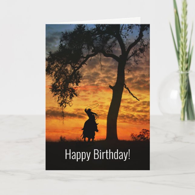 Cowboy Country Western Happy Birthday Happy Trails Card (Front)