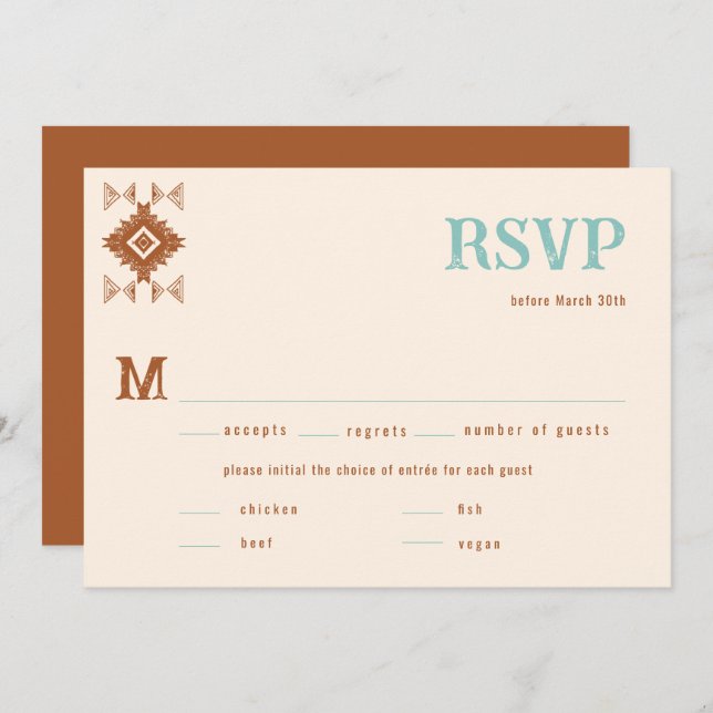 Cowboy Country Western QR Code Meal Wedding RSVP (Front/Back)