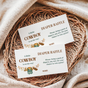 Cowboy Cow Western Clothesline Baby Shower Diaper Enclosure Card