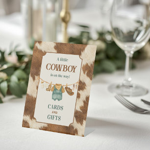 Cowboy Cow Western Clothesline Baby Shower Favour Pedestal Sign