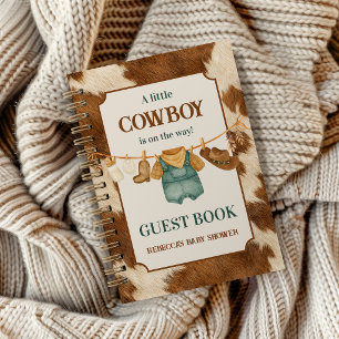 Cowboy Cow Western Clothesline Baby Shower Guest Notebook