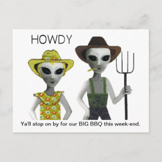 Cowboy, Cowgirl Aliens - HOWDY! Postcard