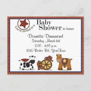 Cowboy/Cowgirl Baby Shower Invitation Postcard