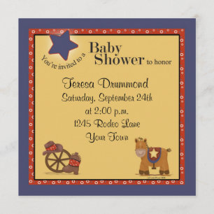 Cowboy & Cowgirl Baby Shower with Navy Invitation