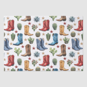Cowboy Cowgirl Boots Western Cactus  Tissue Paper