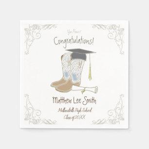 Cowboy Cowgirl Graduation Country Western Party Napkin