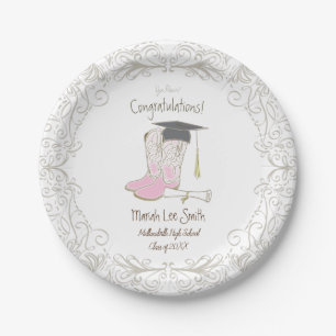 Cowboy Cowgirl Graduation Country Western Party Paper Plate