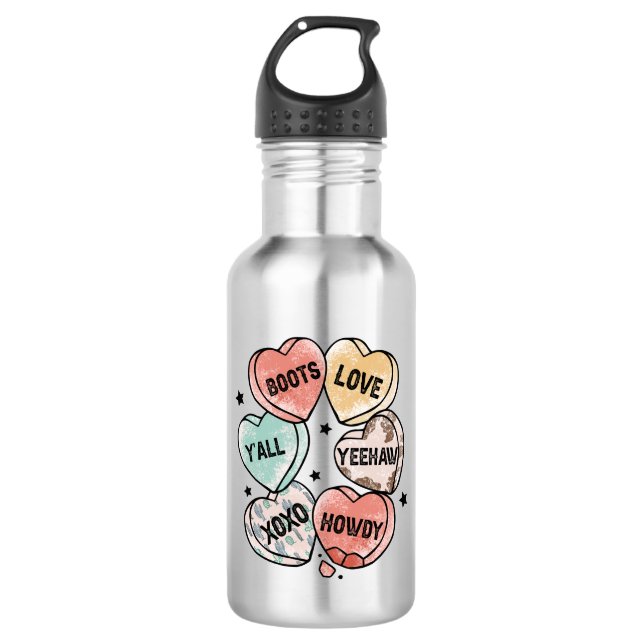 Cowboy & Cowgirl Love | Western-Themed 532 Ml Water Bottle (Front)