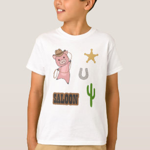 Cowboy Cowgirl Pig Saloon Western Country T-Shirt