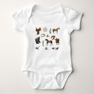 Cowboy Cowgirl Rodeo Country Pattern Baby Bodysuit