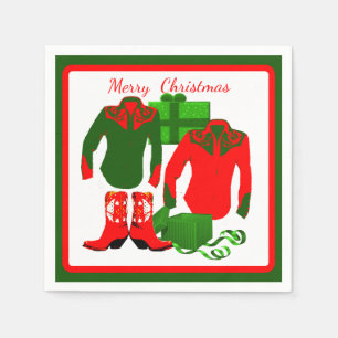 Cowboy Cowgirl Rodeo Western Shirts and Boots Napkin