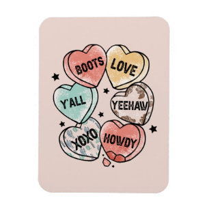 Cowboy Cowgirl Theme Hearts Magnet
