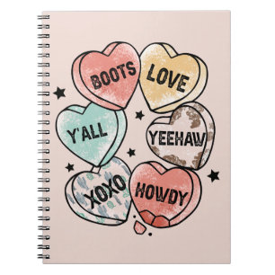 Cowboy Cowgirl Theme Hearts Notebook