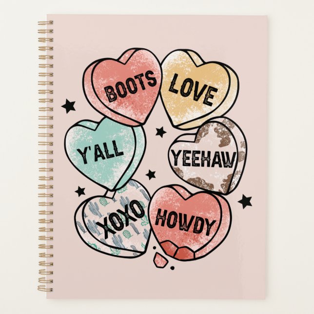 Cowboy Cowgirl Theme Hearts Planner (Front)