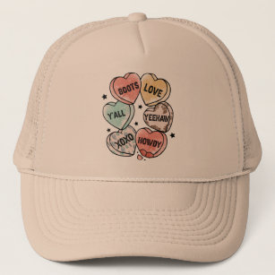Cowboy Cowgirl Theme Hearts Trucker Hat