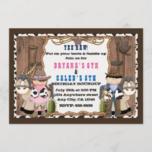 Cowboy & Cowgirl Western Birthday Party Invitation