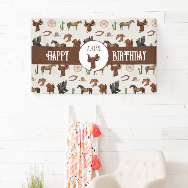 Cowboy Cowgirl Western Rodeo Country Birthday  Banner (Insitu)